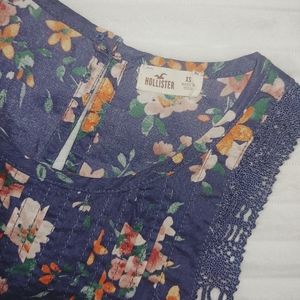 Hollister Floral Tank with Crochet detail